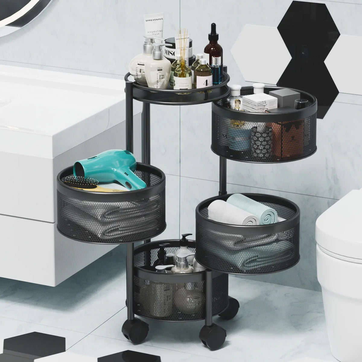 رف مطبخ دوار متعدد الطبقات | 4 - 5 دور