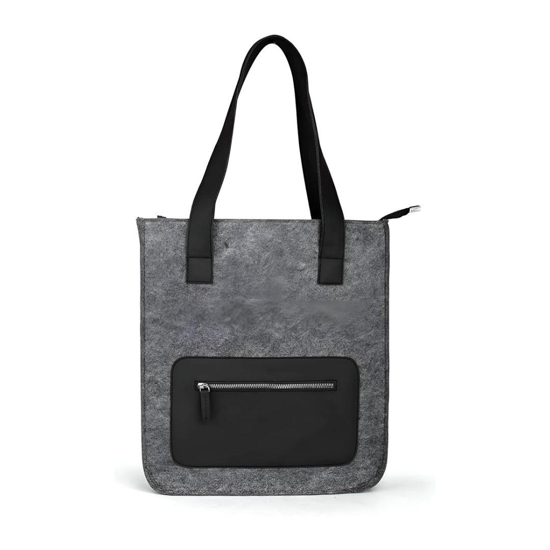 شنطة يد رمادي كبيرة مع جيب بسوستة | Yp111