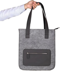 شنطة يد رمادي كبيرة مع جيب بسوستة | Yp111